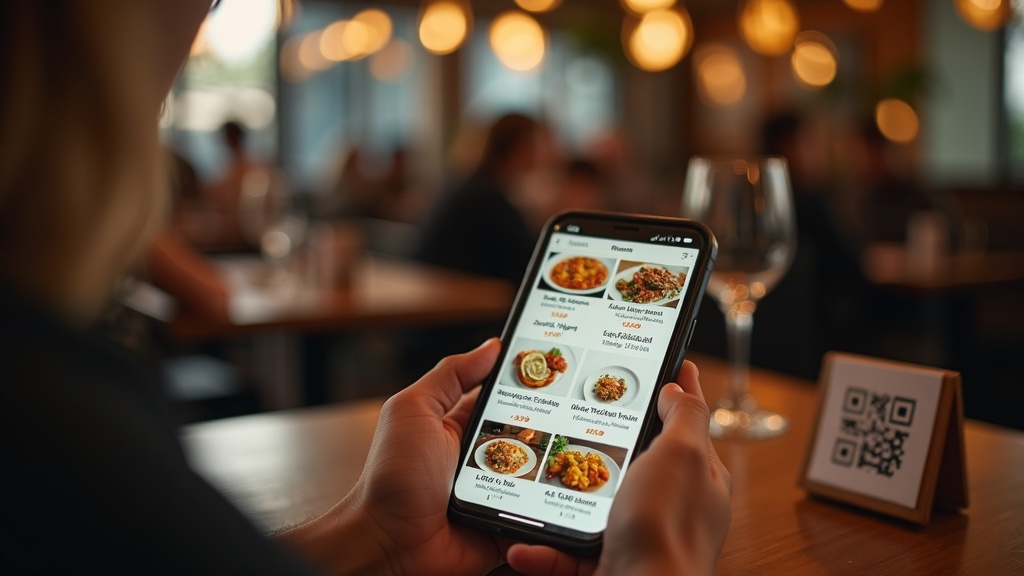 Phone showing digital menu